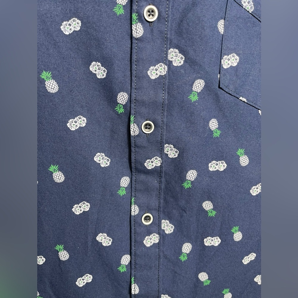 Free Planet size 3x men’s navy blue pineapple cotton blend shirt - Picture 5 of 6